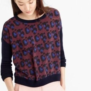 J.Crew Silk & Merino Wool Leopard Print Sweater Navy Size XL